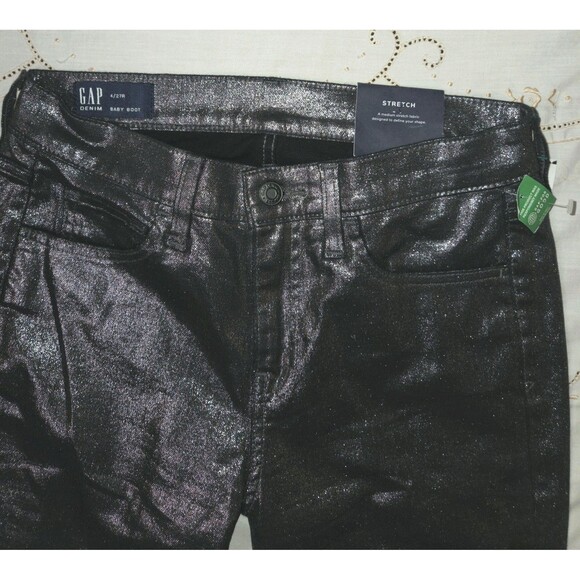 GAP DENIM Baby Boot Jeans - SHINY TEXTURED DENIM- Size 4/27R (New $99-Sold Out) - Picture 5 of 9